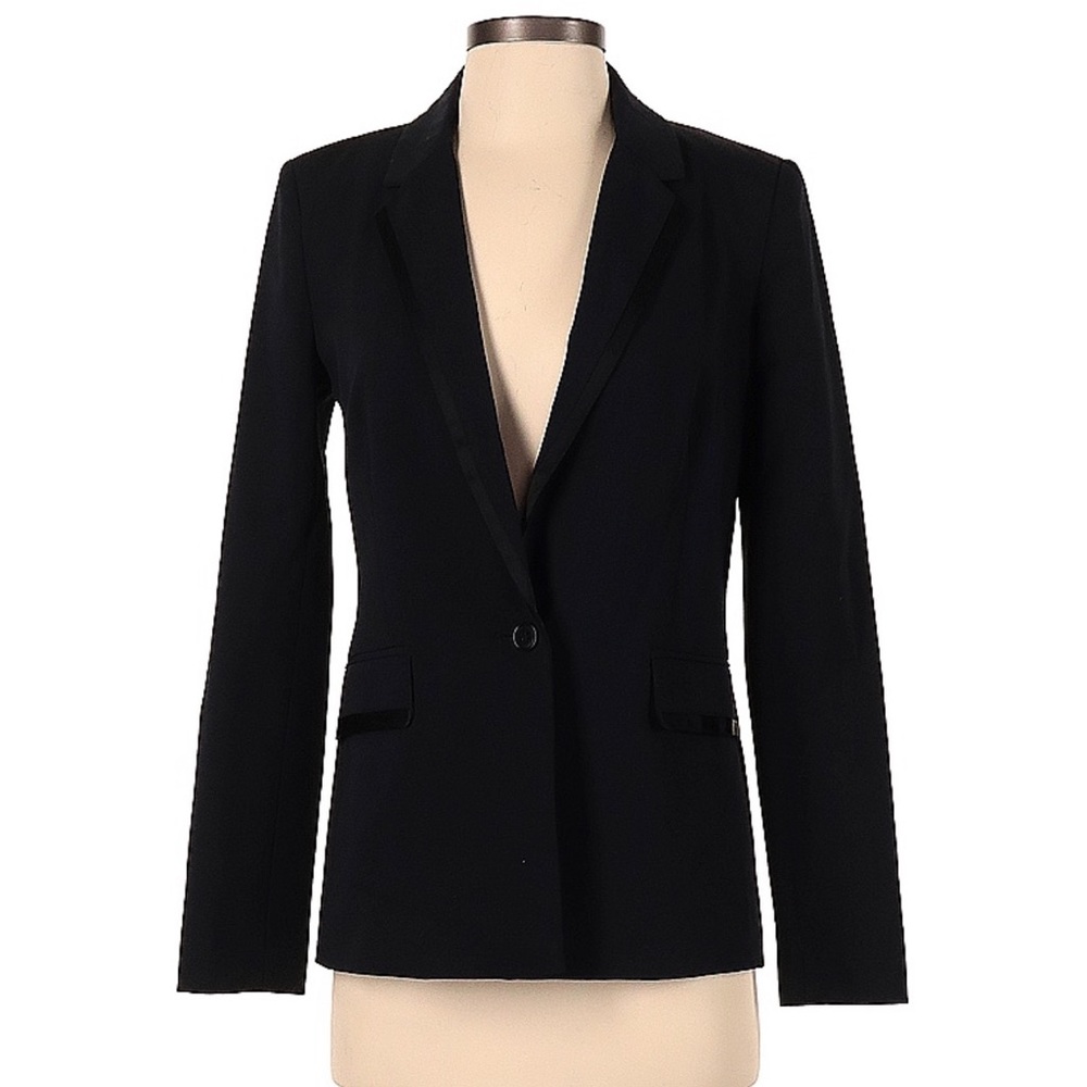 Reiss Dark Navy Blue Black Stripe Long Sleeve Blazer Romania Womens Size XS